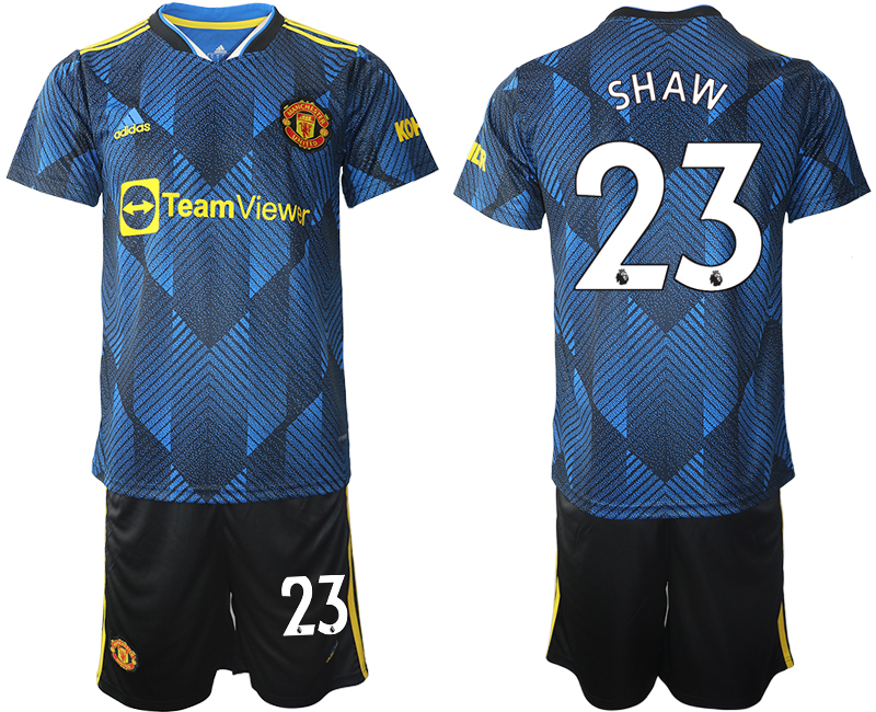 Men 2021-2022 Club Manchester United Second away blue #23 Soccer Jersey->manchester united jersey->Soccer Club Jersey